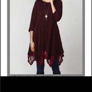 Reborn Size Large Plum Tunic with Lace Hem
